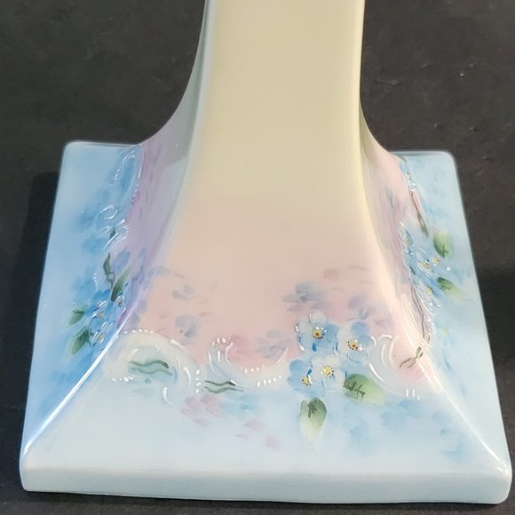 Royal Bavarian 8.5" Pair of Guilt and Hand Painted Forget Me Nots Porcelain Cand - Picture 8 of 10